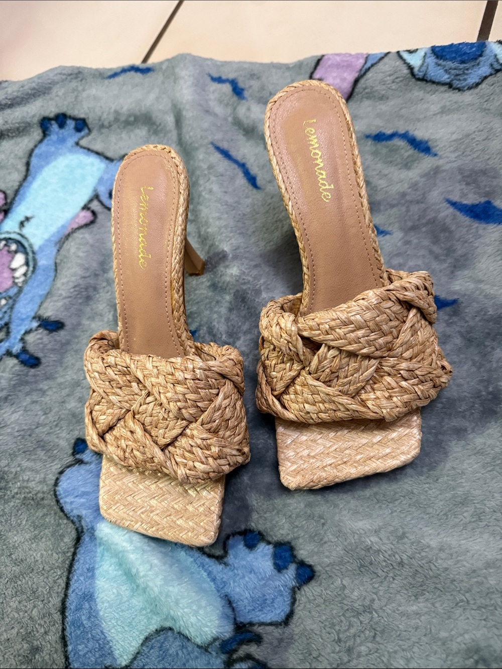 Lemonade Braided Straw Slide Mules — Natural